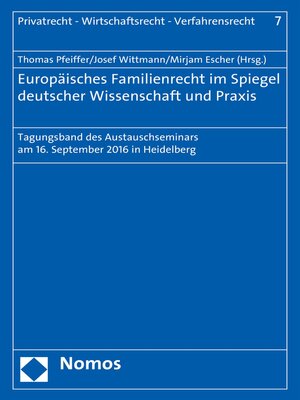 cover image of Europäisches Familienrecht im Spiegel deutscher Wissenschaft und Praxis